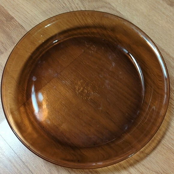 Anchor Hocking 6" Bowl Amber Brown #456 and 9" Pie Plate 460 Vintage - Picture 5 of 6